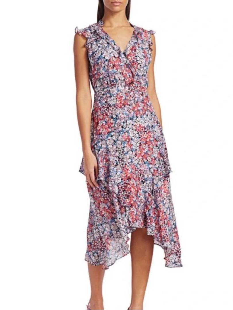 Parker Dahlia Ditsy Floral Silk Sleeveless Dress Size 4